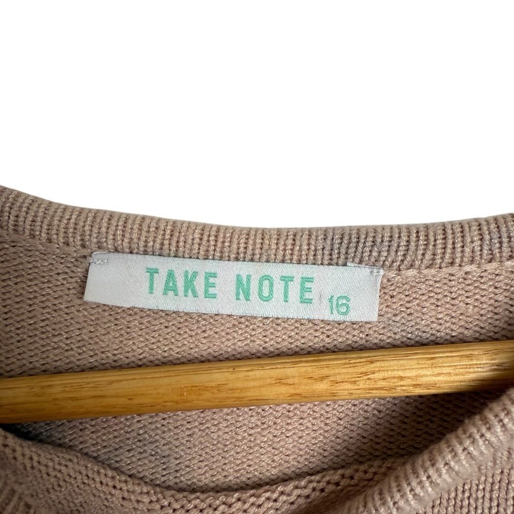 TAKE NOTE Two Tone Knit Sweater Dress Teen Girl Sz 16 Cream / Brown Ruffle - Picture 8 of 12